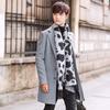 2019 Mens Wool Blend Coat Slim Fit Mid-Length Overcoat Thick Warm Winter Outerwear