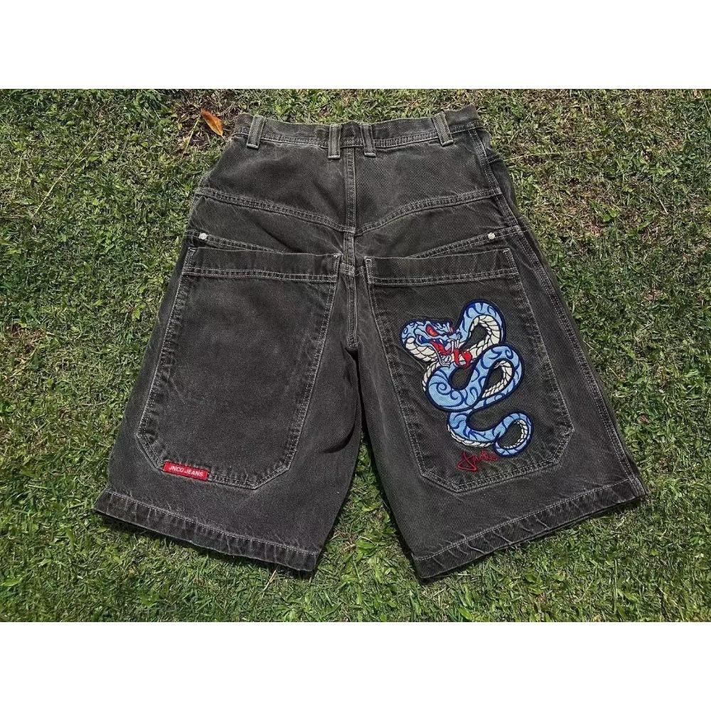 RogueWave American Retro Angled Side Pocket Denim Shorts Summer Y2k Trendy Loose Street Hip-hop Basketball Denim Shorts