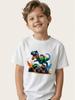 Printed short-sleeved T-shirt, cool summer top for children, exclusive for dinosaur fans