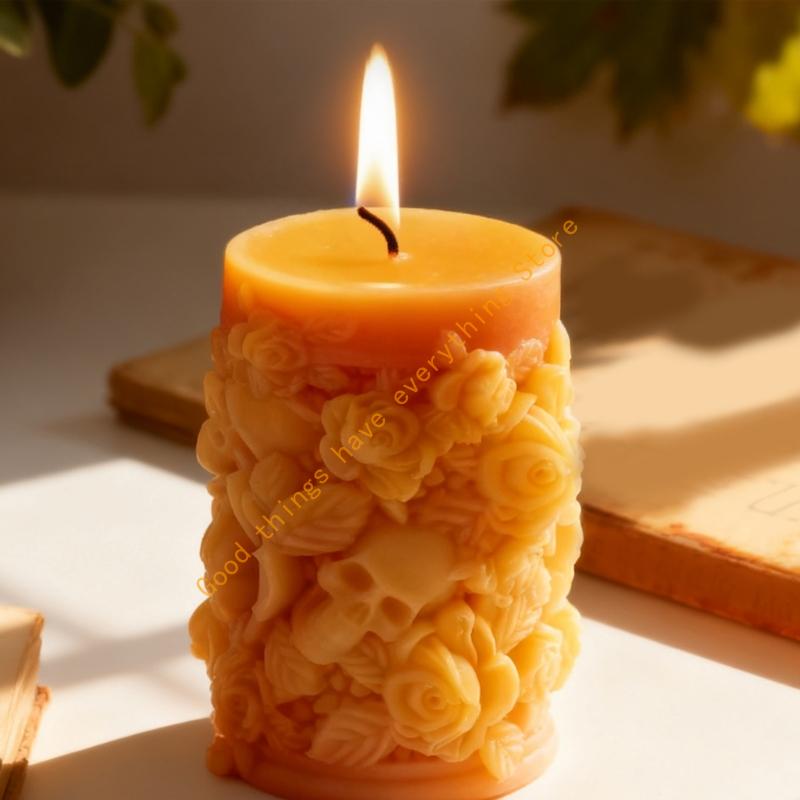 Reusable Rose Skull Cylinder Mould Silicon For Candle Soap Chocolate Crafting Art Projects 55KF