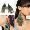 Style Assorted Color Peacock Natural Feather Earrings Drop Earrings