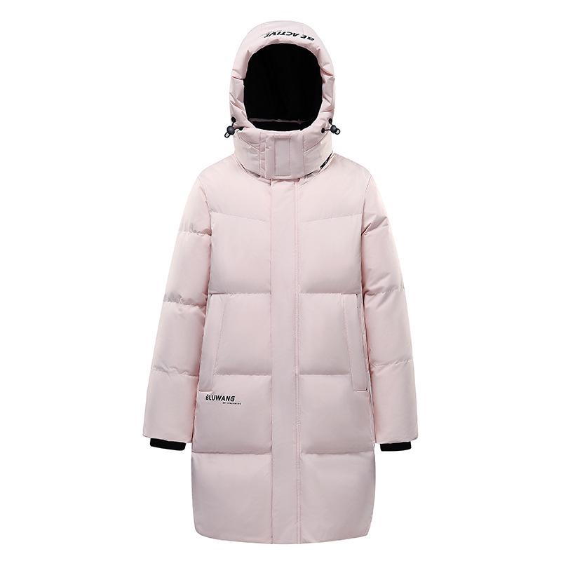 Unisex Mid-Length Hooded Down Jacket, 90% White Duck Down, Thickened for 2025 Winter, Trendy Couple's Warm Outerwear with Cold Protection.