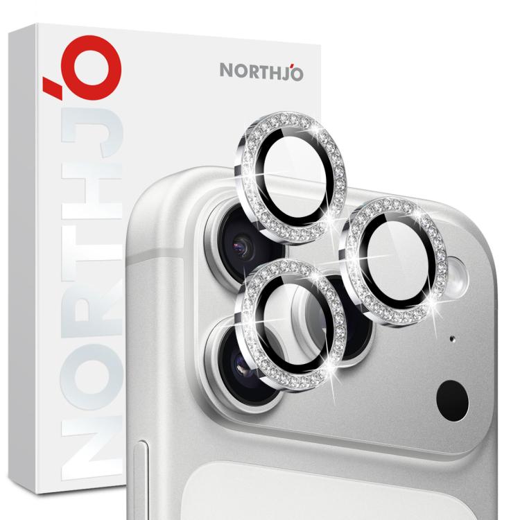 NORTHJO Rhinestone Camera Lens Protector Tempered Glass Metal Ring Film