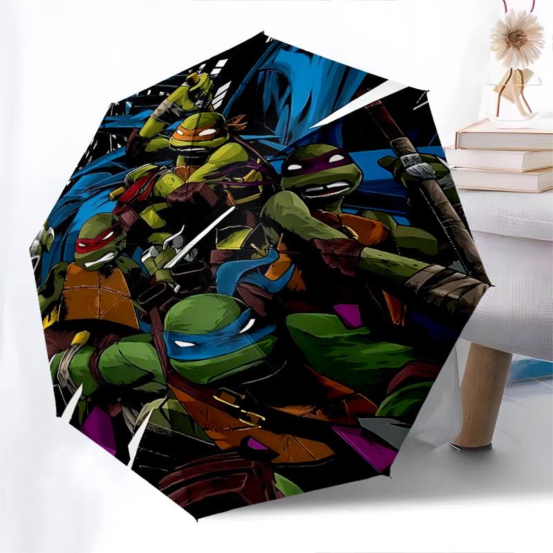 Teenage Mutant Ninja Turtles Automatic Folding Umbrella Compact 8 rib Design,Unique Style,Suitable for Everyday Outdoor Use,Perfect Gif