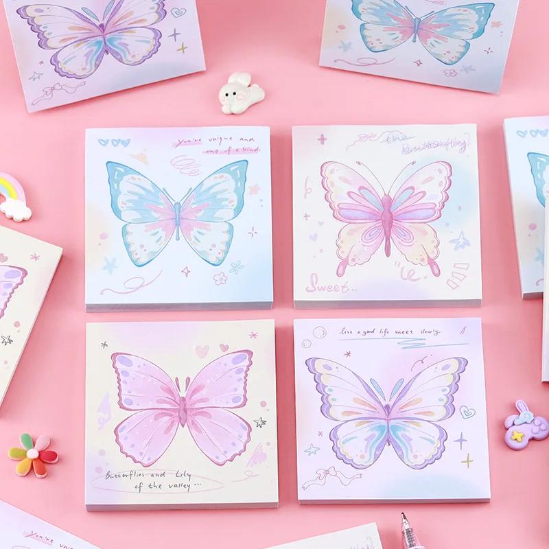 80sheet/pack Gradual Change Butterfly Sticky Note Book Korean Simple Note Book Sticker Base Material Office Accessories