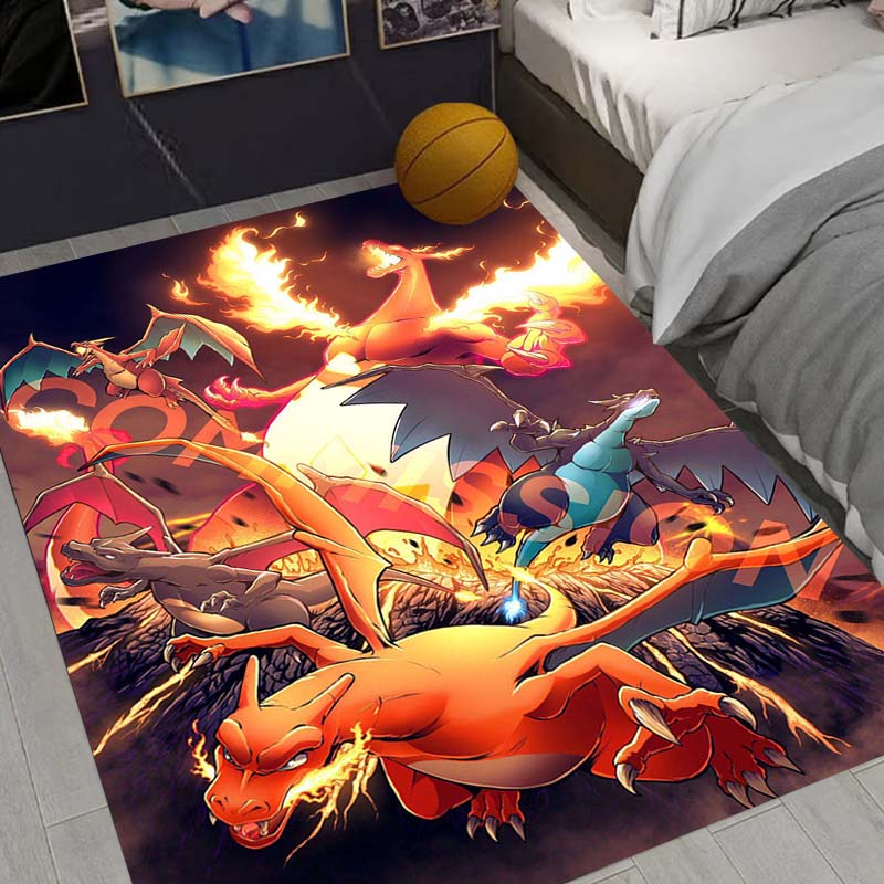 Charizard Charmander Pokemon Living Room Non-Slip Area Rug Soft Carpet for Bedroom Kids Playroom Sofa,Home Decor Doormat Gift-22