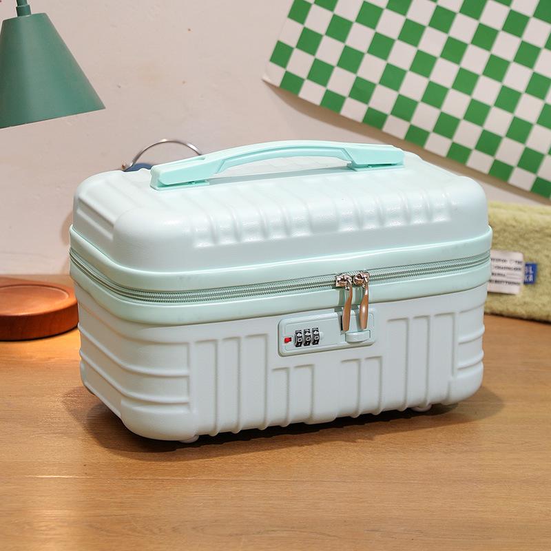 Retro Large-Capacity Makeup Bag and 18-Inch Carry-On Suitcase Combo