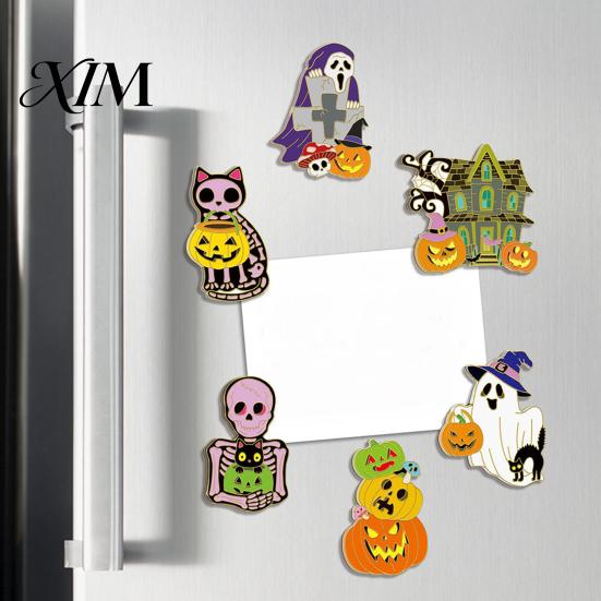 Holiday Home Decorations for Autumn 6 Pcs Halloween Refrigerator Magnets, Grim Reaper Pumpkin Skull Ghost Decorative Magnets Party Reusable