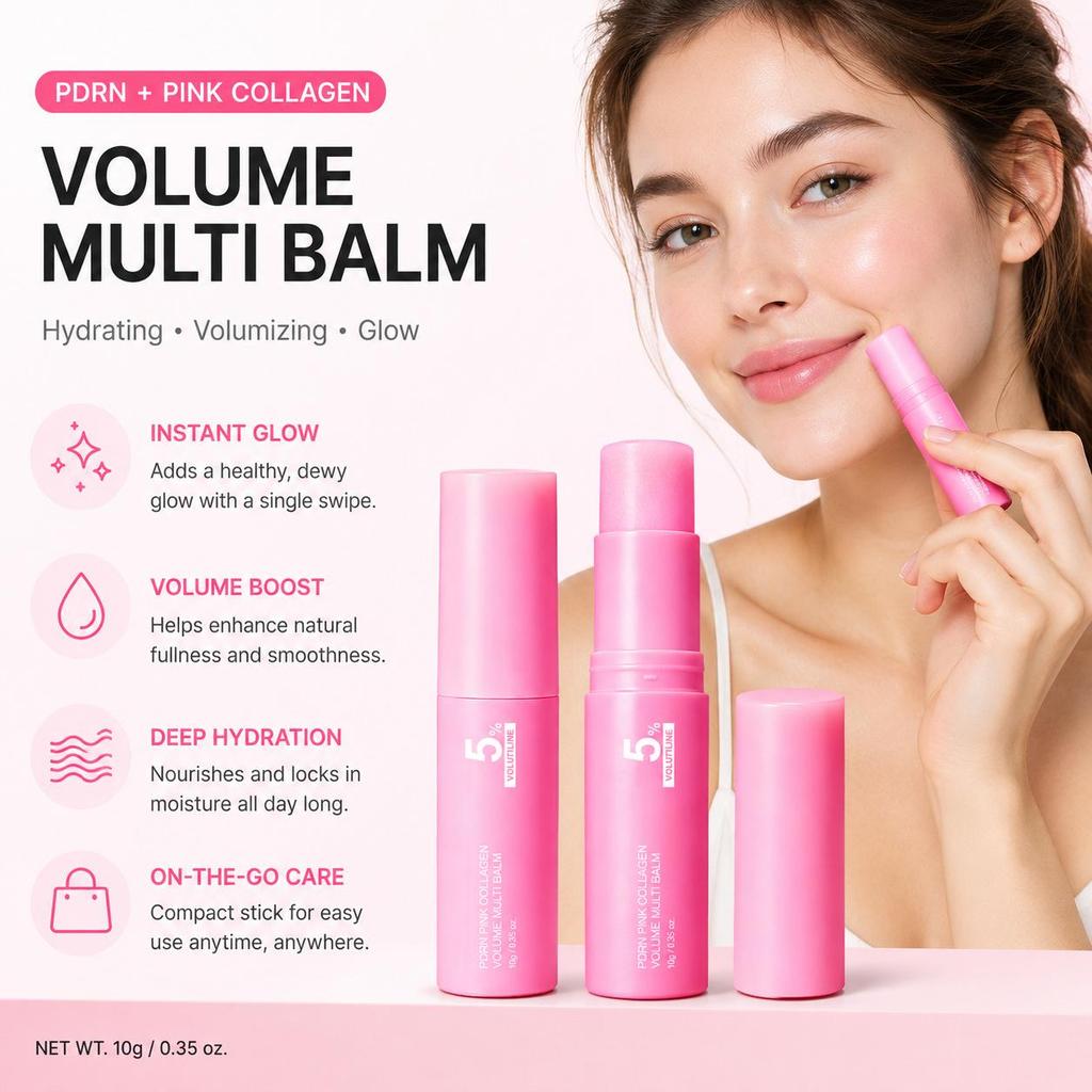 TK Pink Collagen Multi-Effect Plumping Balm: Moisturizing Face Primer & Soft Ointment