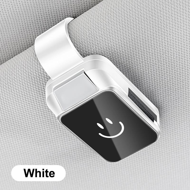 New Upgraded Car Glasses Holder - ABS Plastic,Suitable for All Car Models,Happy Face Design,Safe Sunshade Accessory,Glasses Clip