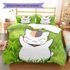 Nyanko Sensei Pattern Bedding,Quilt Set Quilt Cover Pillowcase Home Birthday Gift (1 * duvet cover + 2 * pillowcase, without core)