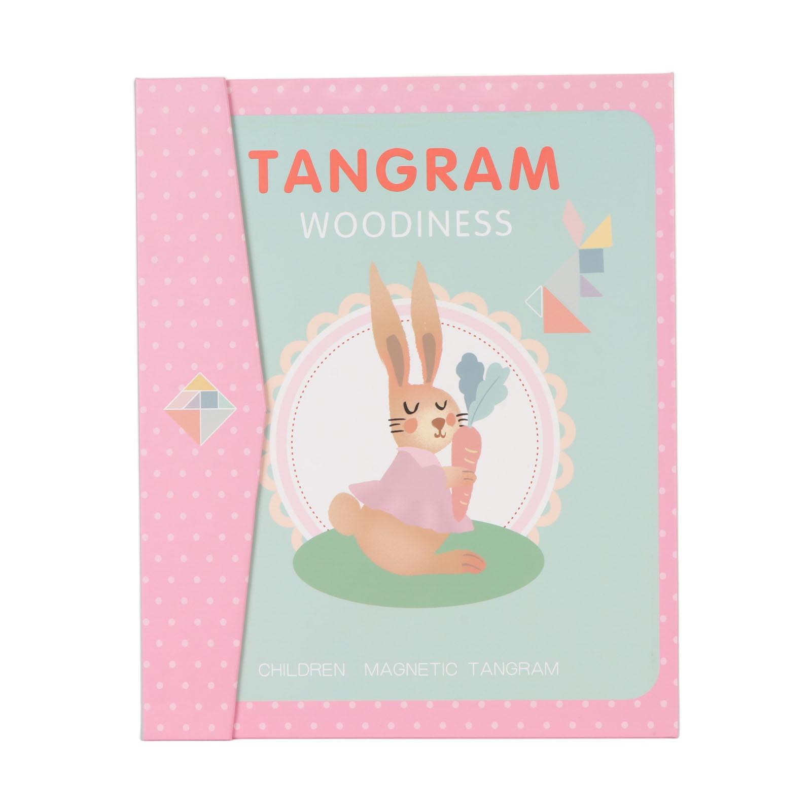 Magnetic Tangram Portable Booklet Type Educational Bright Colors Jigsaw Puzzle Tangram Toy for Children Over 36 Months