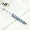 Cute Cream Texture Pen DIY Beadable Pen, Plastic Beaded Black Ink Ballpoint Handmade Style for Students Teens Teachers School Office Supplies