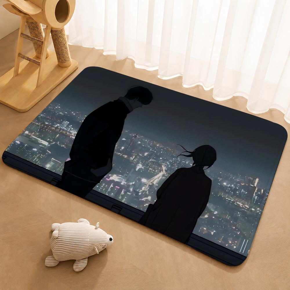 Anime Tears on a Withered Flower Floor Mat Floor Mat Soft Flannel Non-Slip Door Rug for Living Room
