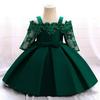 Girls' Formal Princess Dress - Floral Lace Mesh with Flower Detail, Ideal for Weddings