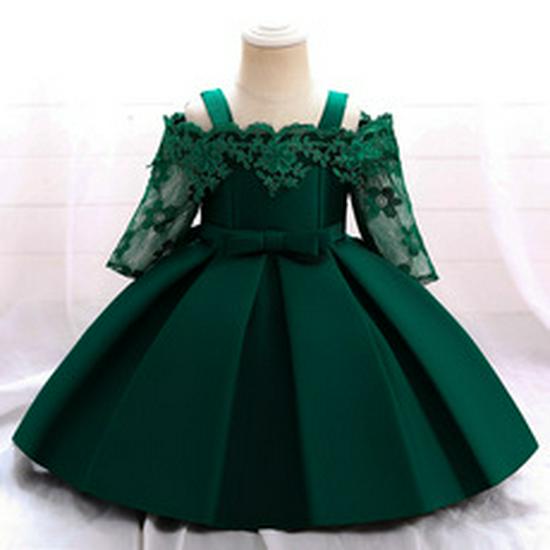 Girls' Formal Princess Dress - Floral Lace Mesh with Flower Detail, Ideal for Weddings