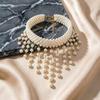 French Court Tassel Embroidered Pearl Choker Wedding Gown Necklace