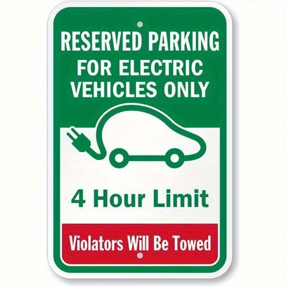 Aluminum Nevada Parking Sign EV Charging Only 4 Hour Tow Warning Durable Metal Plate 20x30