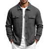Men's Relaxed Fit Lined Jacket with Multi Pockets and Lapel Collar, Casual Winter Outerwear for Daily Wear