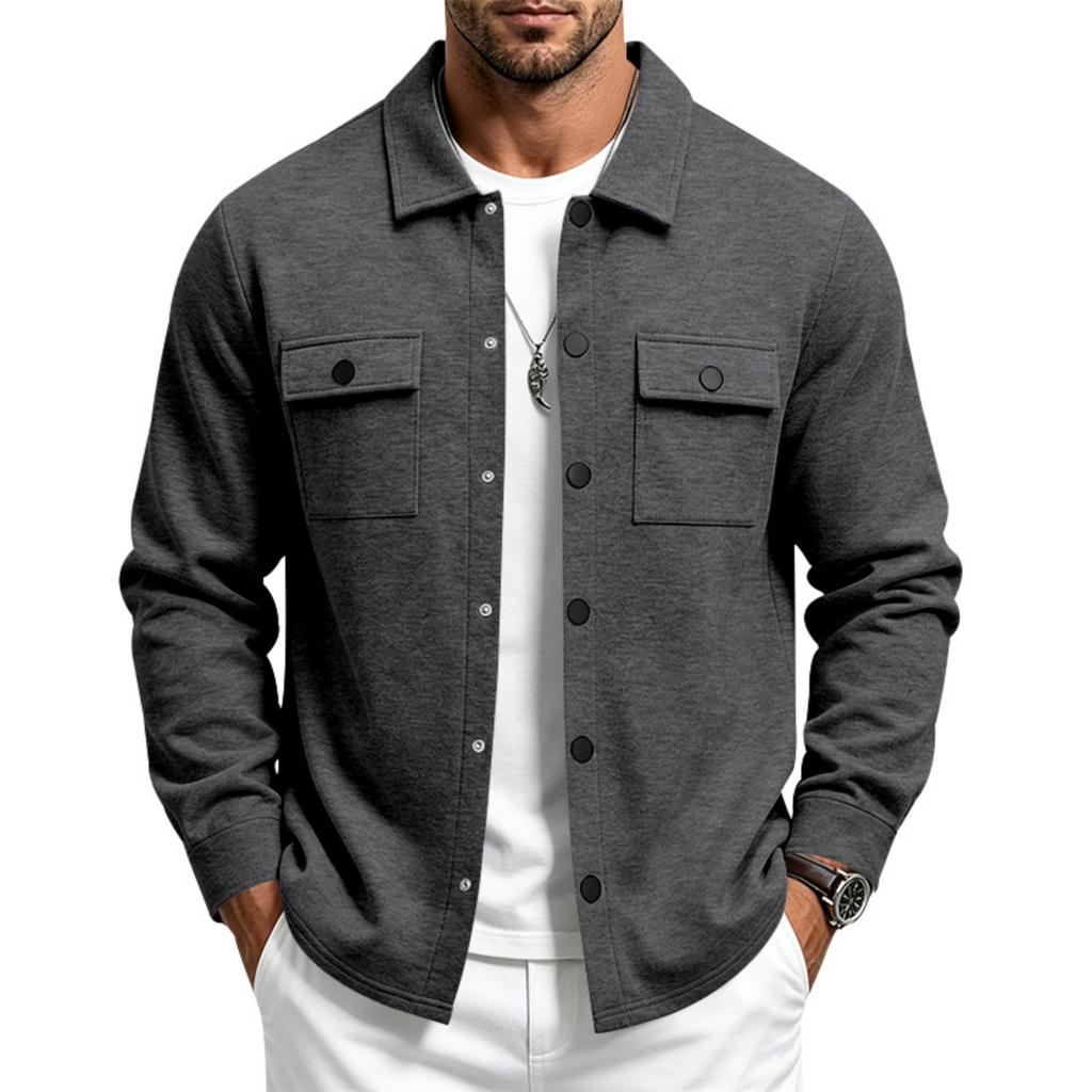 Men's Relaxed Fit Lined Jacket with Multi Pockets and Lapel Collar, Casual Winter Outerwear for Daily Wear