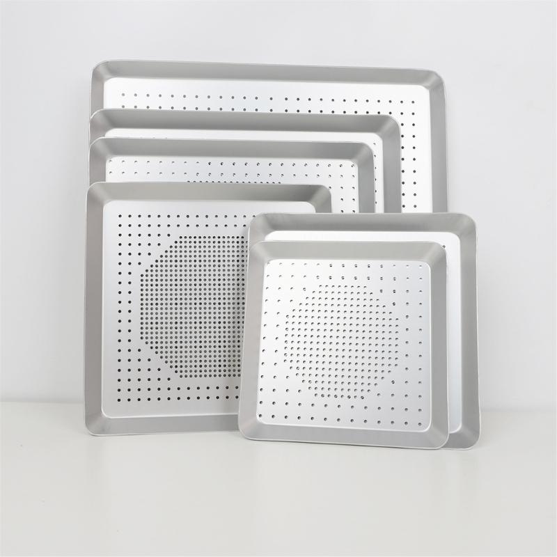 Square Aluminum Alloy Pizza Pan Even Heat Distribution Baking Tray Ideal For Home And Restaurant
