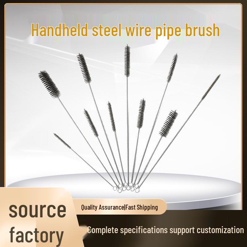

Промислова сталево-дротяна трубна щітка з подовженою ручкою для полірування внутрішніх отворів та видалення іржі - Кругла жорстка щетина 30cm Length, 15mm Bristle Diameter, Steel Wire