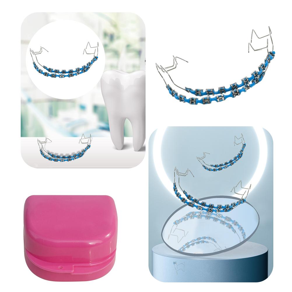 Temporary Tooth Decoration Dental Fake Braces with Metal Wires & Bracket with Ligature Ties Practice Props for Dental Students