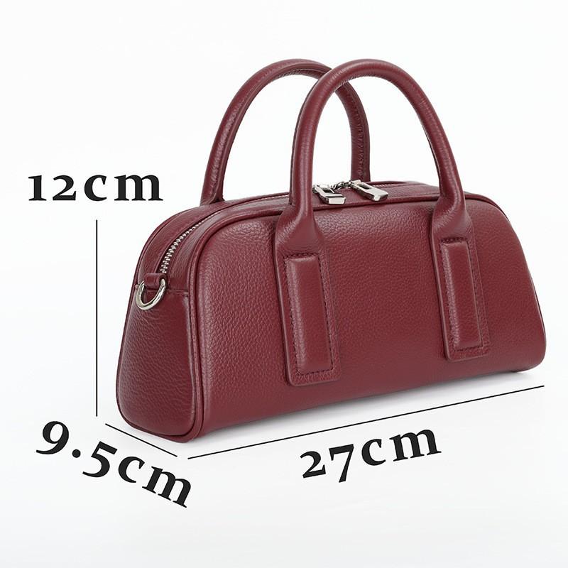 Natural Drop Leather Women's Bag Fashionable Simple Portable Single Shoulder Retro Niche Design Bowling