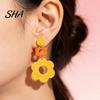 Auffällige Party-Ohrringe 1 Paar Blume für Damen, Acryl Florale Hängeohrringe, Geschenk für sie Frühling Sommer Großer Statement Schmuck Täglich
