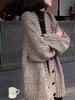 Autumn Winter V-Neck Pure Wool Mid-Length Women's Cashmere Cardigan Sweater