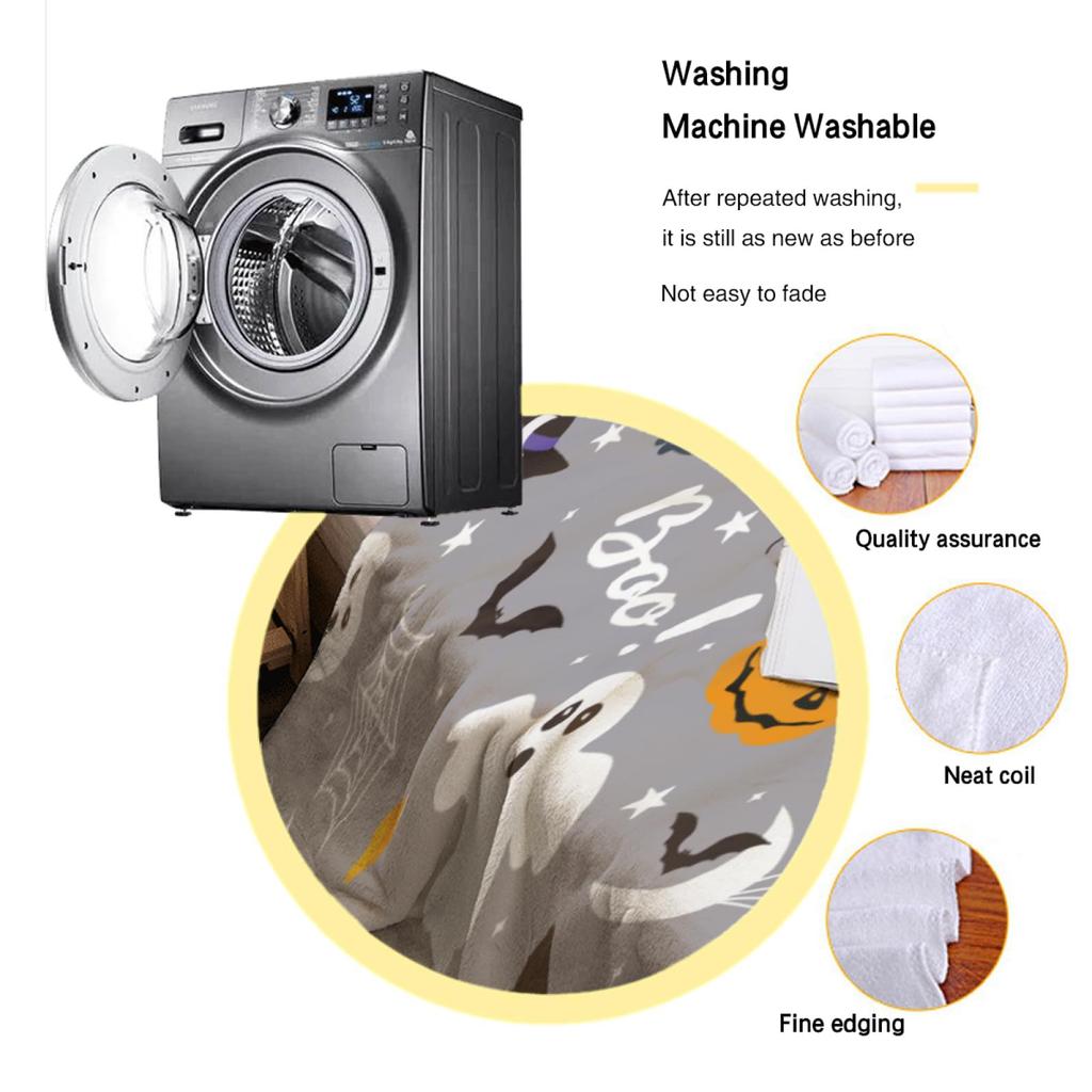 Halloween Blanket Grey Flannel Soft Comfortable Lightweight Blanket Sofa Cartoon Halloween Themed Decoration