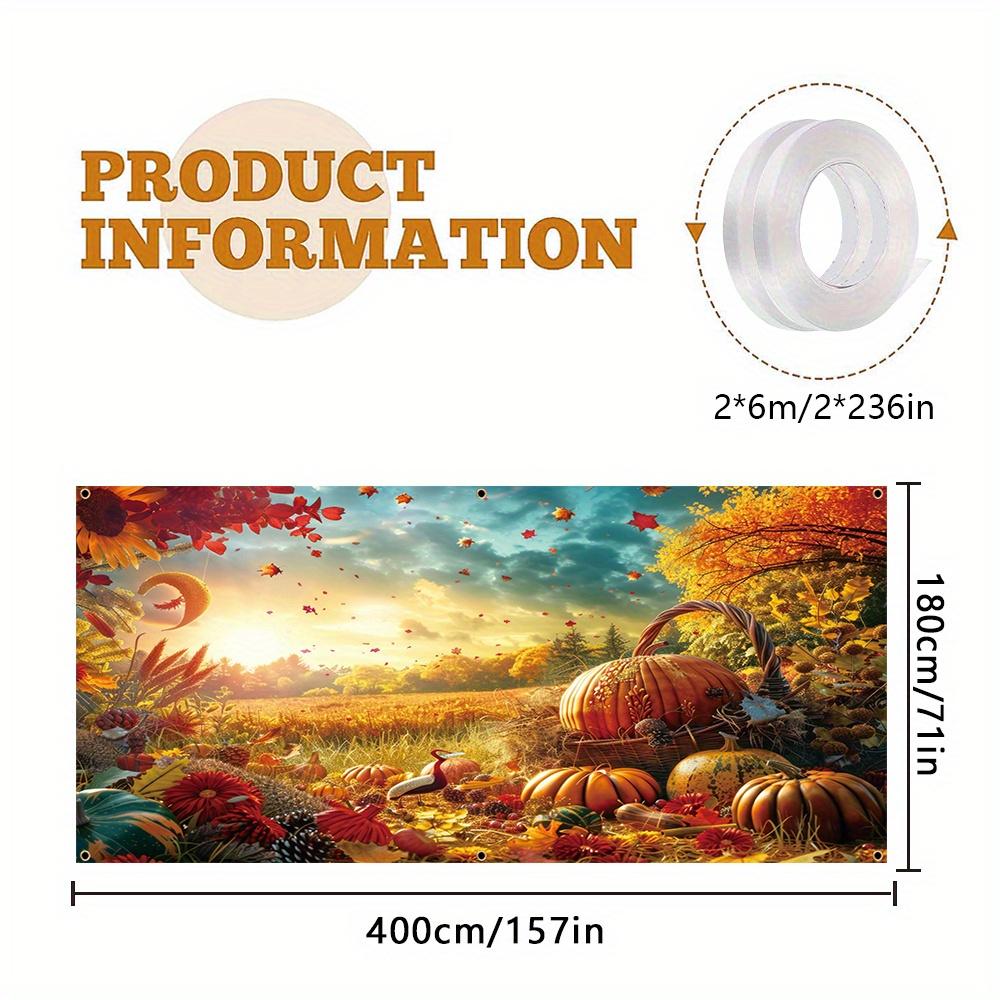 1 Piece, Happy Autumn Garage Door Decorative Banner, Polyester, Rural Farmhouse Harvest Festival Thanksgiving Party