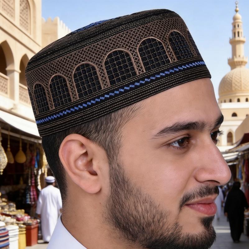 Lightweight Breathable Polyester Embroidered Hat Stylish Muslims Headwear Perfect For Outdoor Activities And Travel
