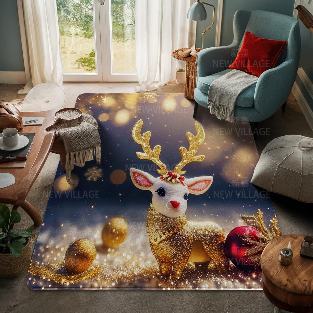 House Entrance Carpet Home Door Mat Living Room Bath Foot Bathroom Non-slip Water Absorption Rugs Bath Merry Christmas Winter