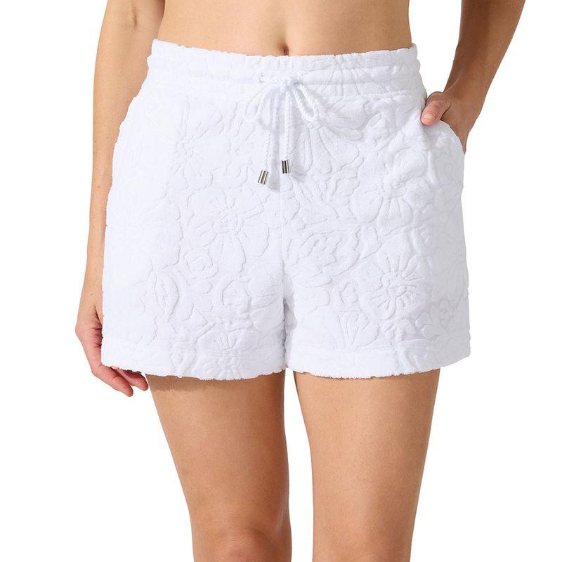 

American Style Flower Embossed Towel Fabric Vacation Beach Shorts Short dress Tag 89 Beautiful Knife White/shorts XL/too large