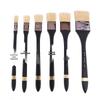 Flat-head Bristle Wood Handle Brush Set for Watercolor and Oil Painting, Handmade with Wall Painting Capability.