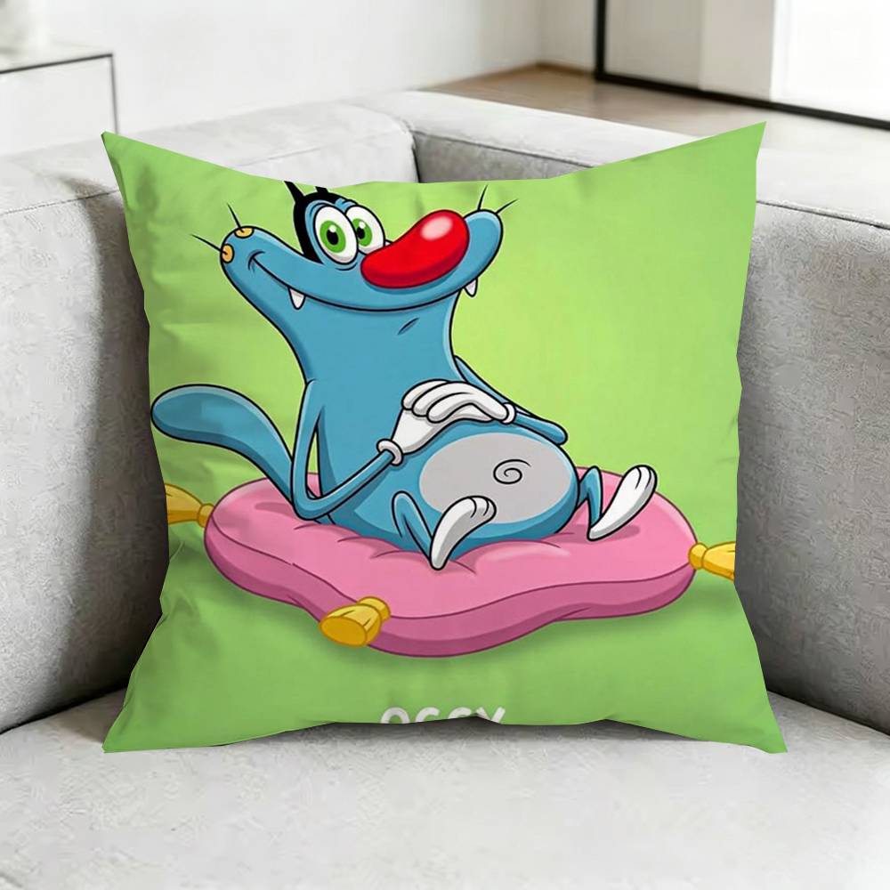 Oggy-Y and the Cockroaches-Z Pillow Case Square Double-Sided Sofa Cushion Cover Bedroom Bedside Pillow Gift