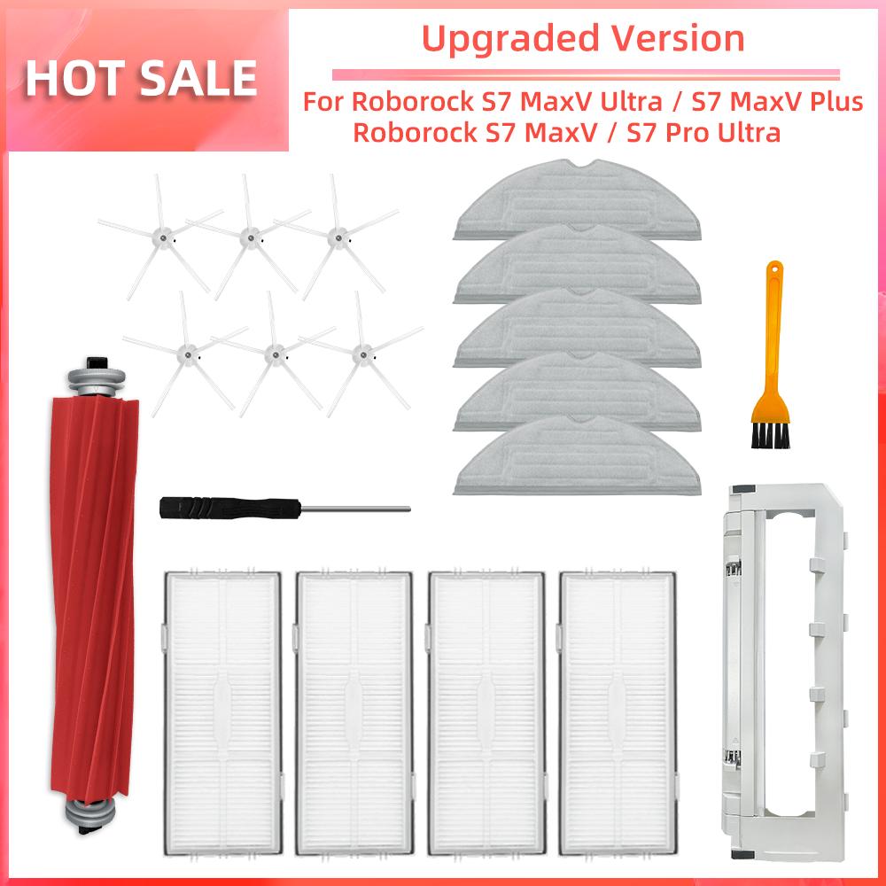 Compatible for Roborock S7 MaxV Ultra S7 Pro Ultra Accessories S7 MaxV Plus Robot Vacuum Main Side Brush Mop Filter Dust Bag