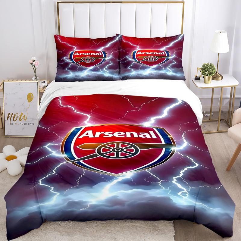 

3pcs Arsenal Football Club Crest Lightning Storm Home Bedding Set-Universal Three-Piece Suit for Bedroom, Guest Room, Living Room, Hotel Dec 220x240cm