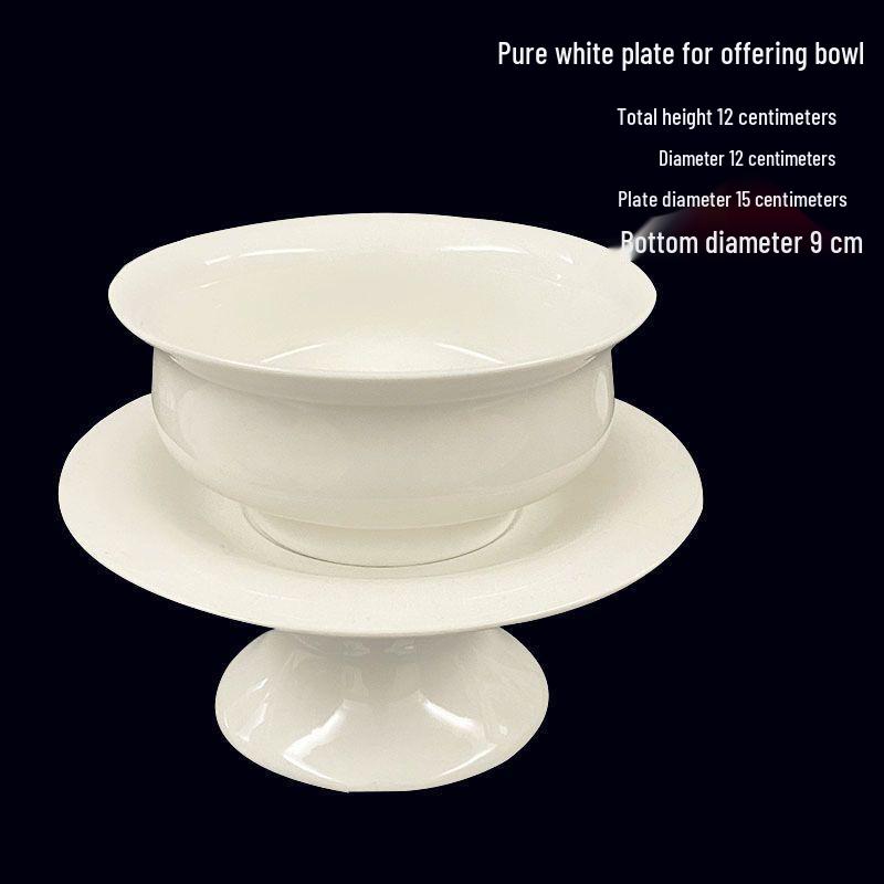 Large Ceramic Offering Bowl Oil Lamp for Temple or Buddhist Hall Decoration, Fruit and Candle Holder