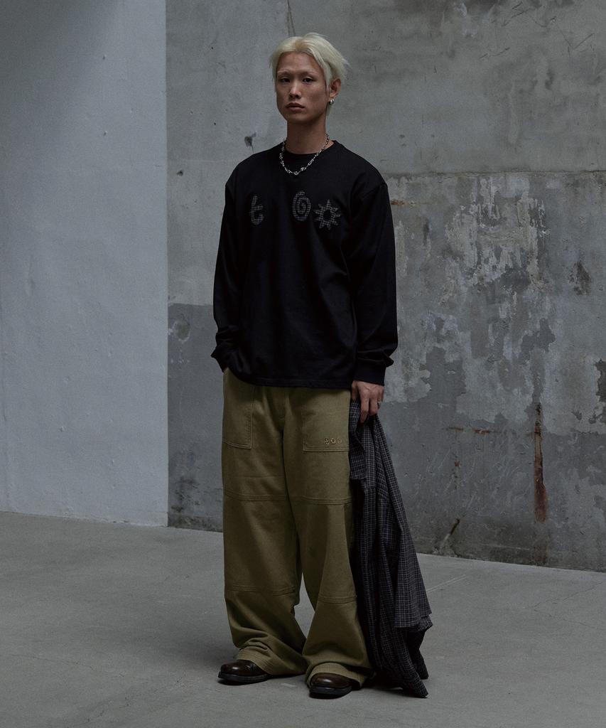 Tonilolenseu Washed Double Knee Pants Light Khaki