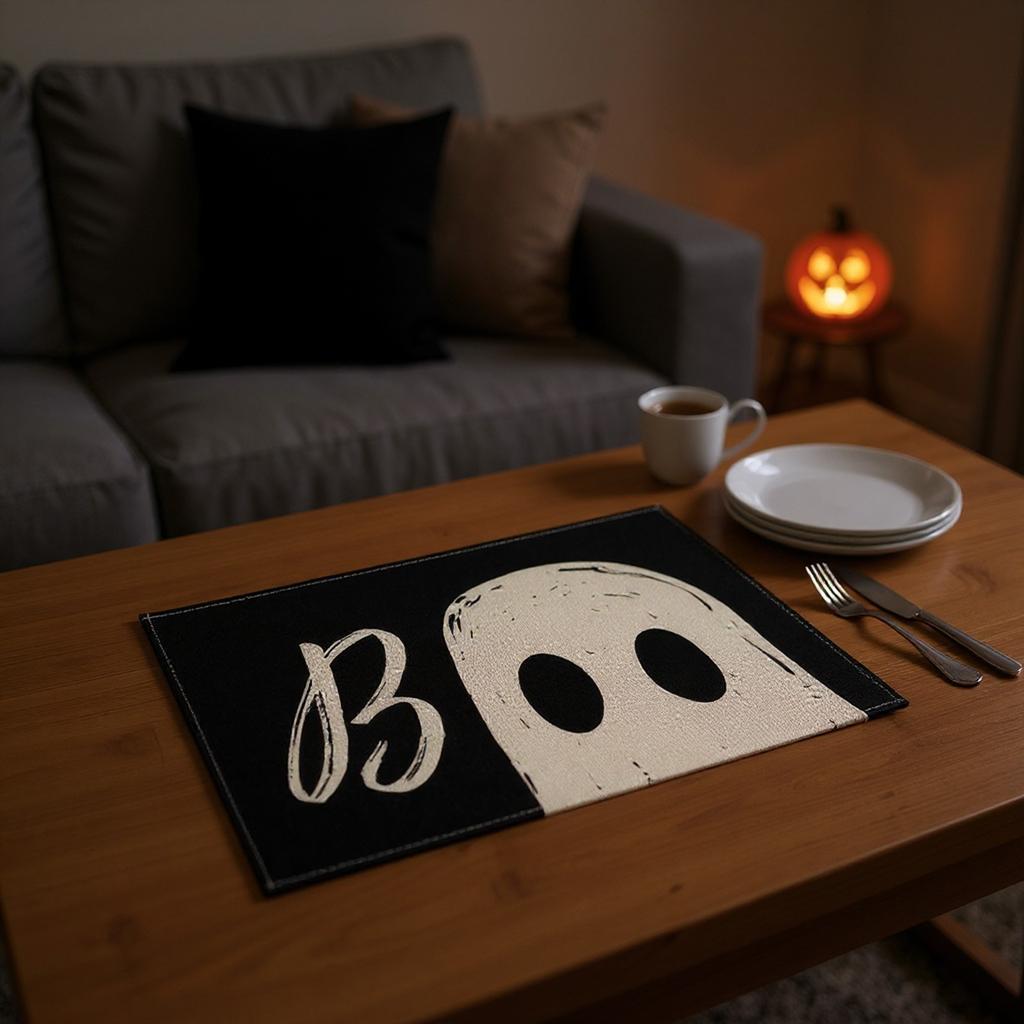 4pcs Halloween  Placemats Square Placemats Potholder Decoration
