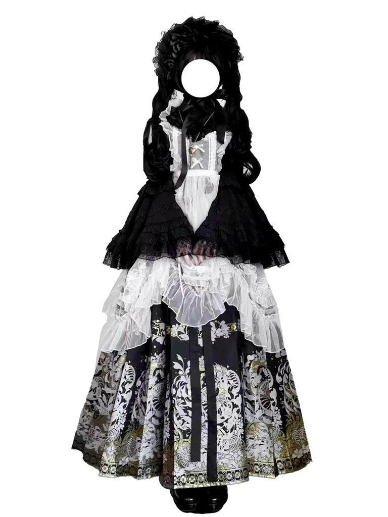 MODKOKU Gothic Lolita Top and Maid Princess Japanese Mori Long Size M Women's 3-Piece Set, Undergarments, Lolita, Cheongsam, Kimono, Yukata, Outfit,
