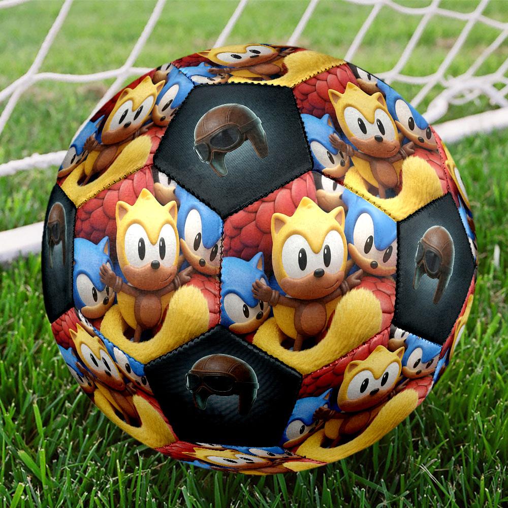 1pc Sonic the Hedgehog Soccer Ball Size 5 Indoor Soccer Ball Fashion Colorful Backyard Game - Great For Sports Fans Gift HE60