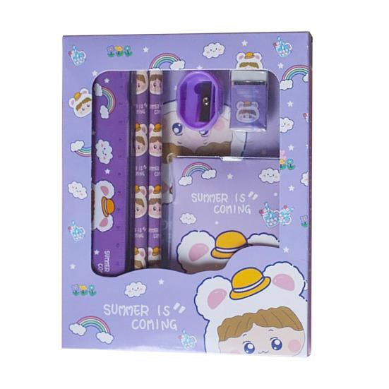 6 Stück Kinder Schreibwaren Geschenkset für Vorschule Kindergarten BPA-Freier Kunststoff Lernstift-Set in Niedlicher Cartoon-Box Praktische Schulmaterialien