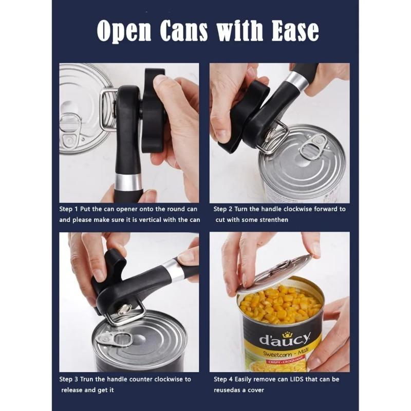 Manual Safety Can Opener Stainless Steel Can Knife Household Single Handle Side Multifunctional Can Opener Cutting Can Opener