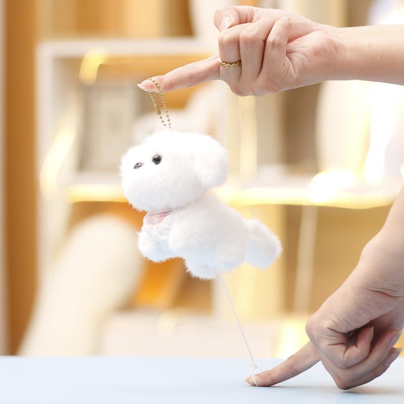 Cute Glasses Dog Plush Toy Keychain Animal Stuffed Doll Backpack Gift Pendant