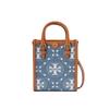 Tang Libaiqi T Monogram Magnetic Closure Front Logo Print Fabric Spelled Cow Leather Tote Bag Tote Bag Shopping 159639-960-blue Color Block