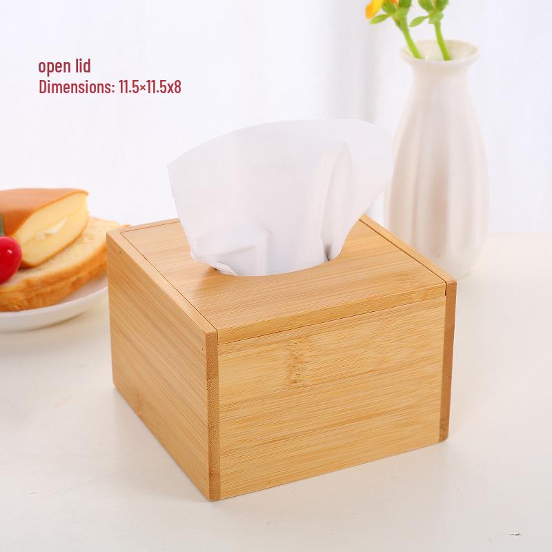 Bamboo Wood Paper Towel Box - Modern Desktop & Car Storage, Creative Bamboo Material, Suitable for Home.
