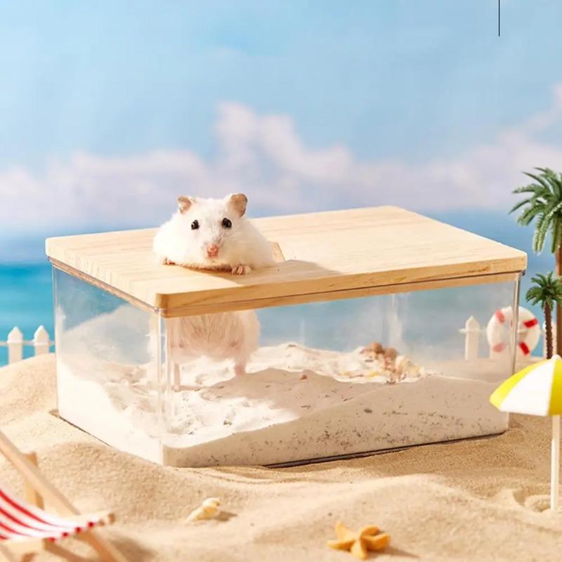Hamster Bathroom House Sand Bath Box Made of Acrylic and Fully Transparent Toilet Dual-use Bathtub Sand Urine Basin Hamster Bath